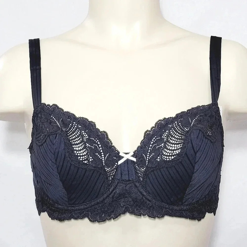 36DD Paramour 115353 Stripe Delight UW Bra Black NWT‎